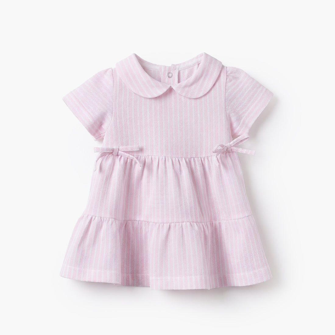 Juniors Peter Pan Collar Short Sleeves A-line Dress with Stripes