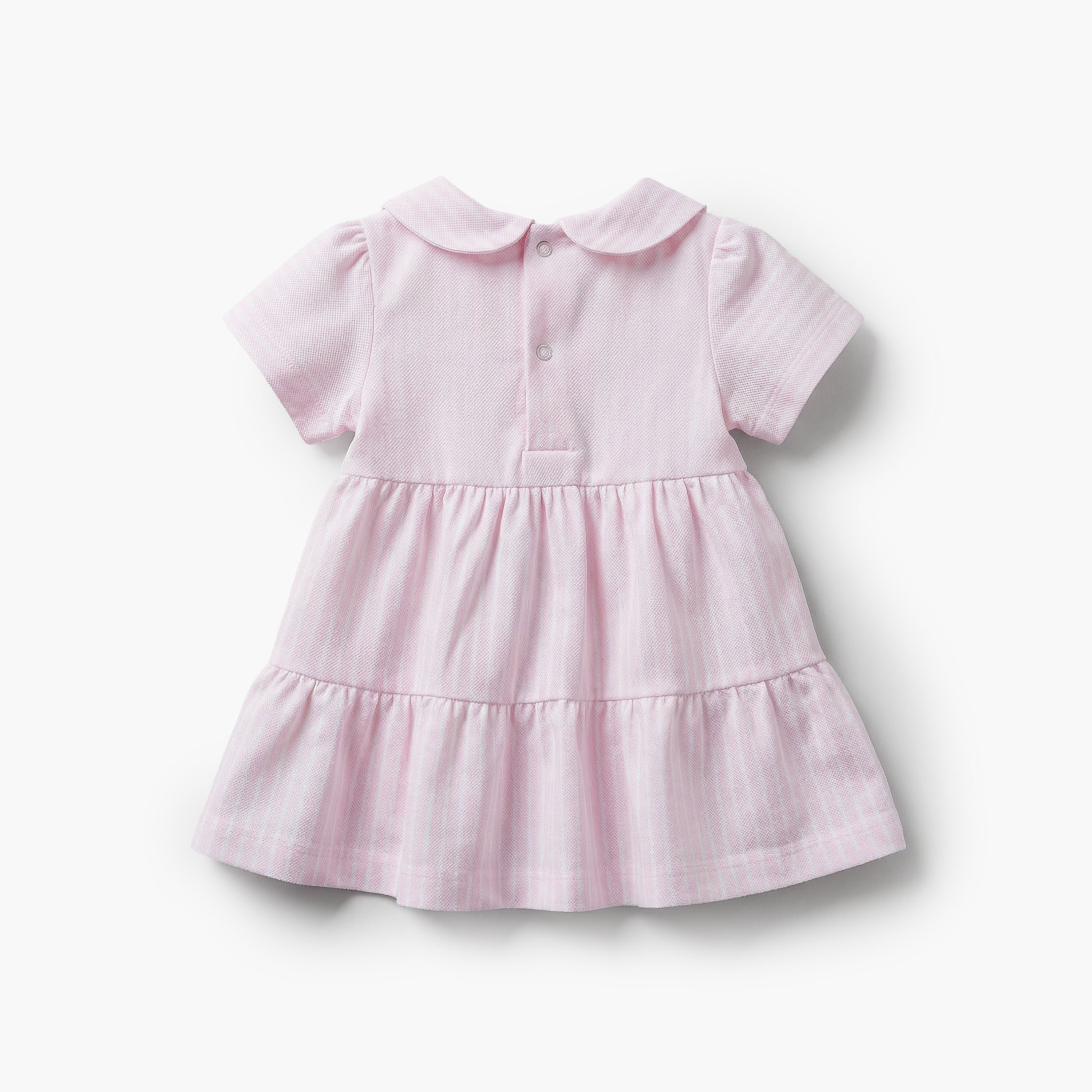 Juniors Peter Pan Collar Short Sleeves A-line Dress with Stripes