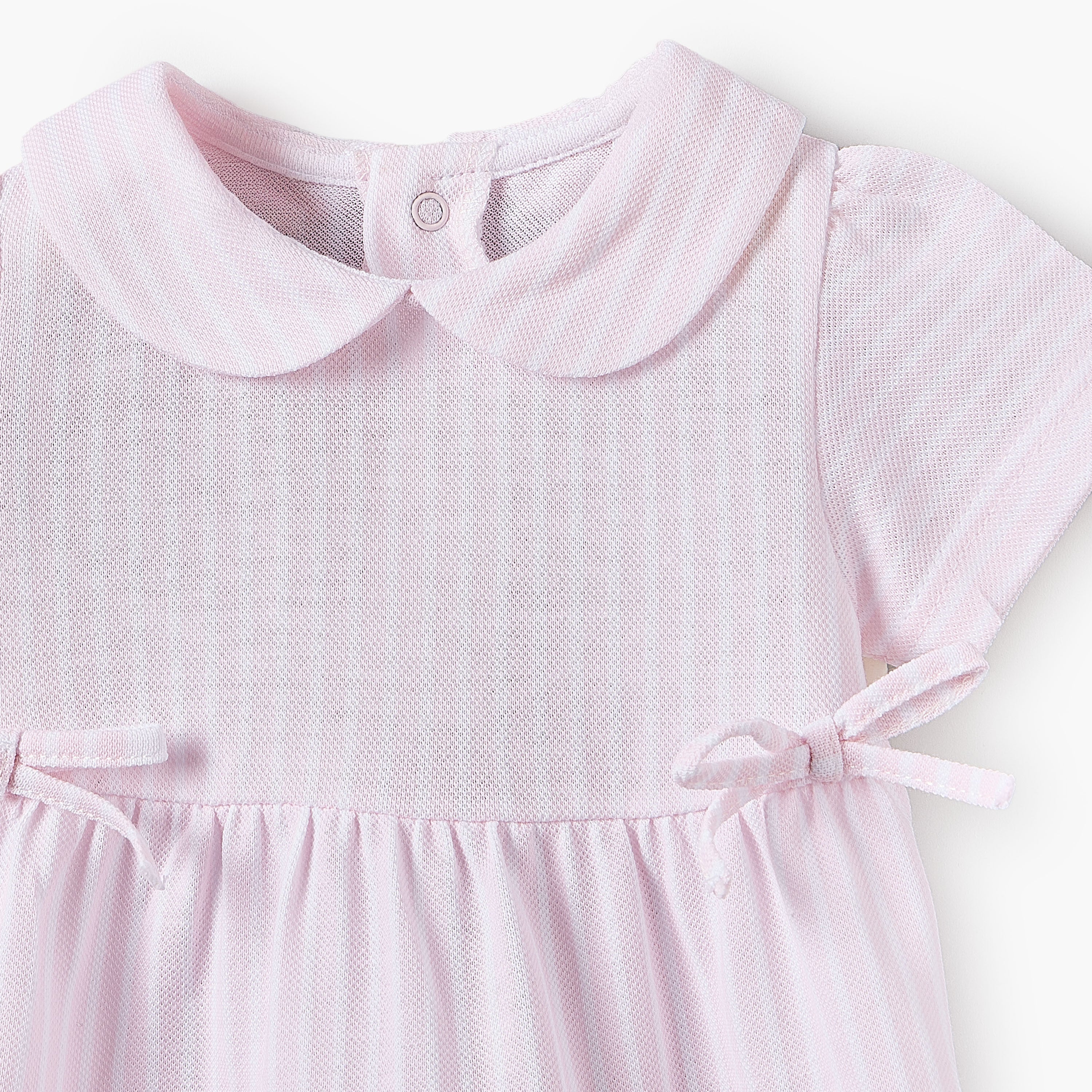 Juniors Peter Pan Collar Short Sleeves A-line Dress with Stripes