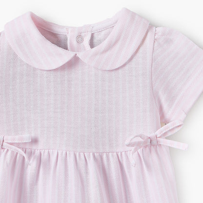 Juniors Peter Pan Collar Short Sleeves A-line Dress with Stripes