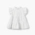 Juniors Ruffle Neck Short Sleeves A-line Dress with Schiffli Embroidery - White / 12-18 mths