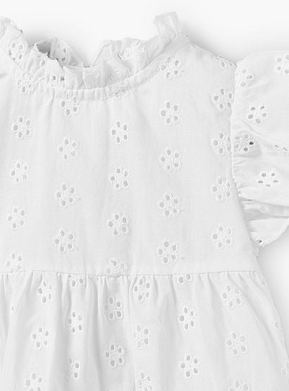Juniors Ruffle Neck Short Sleeves A-line Dress with Schiffli Embroidery-baby-girls-clothing-dressesandjumpsuits-image-4