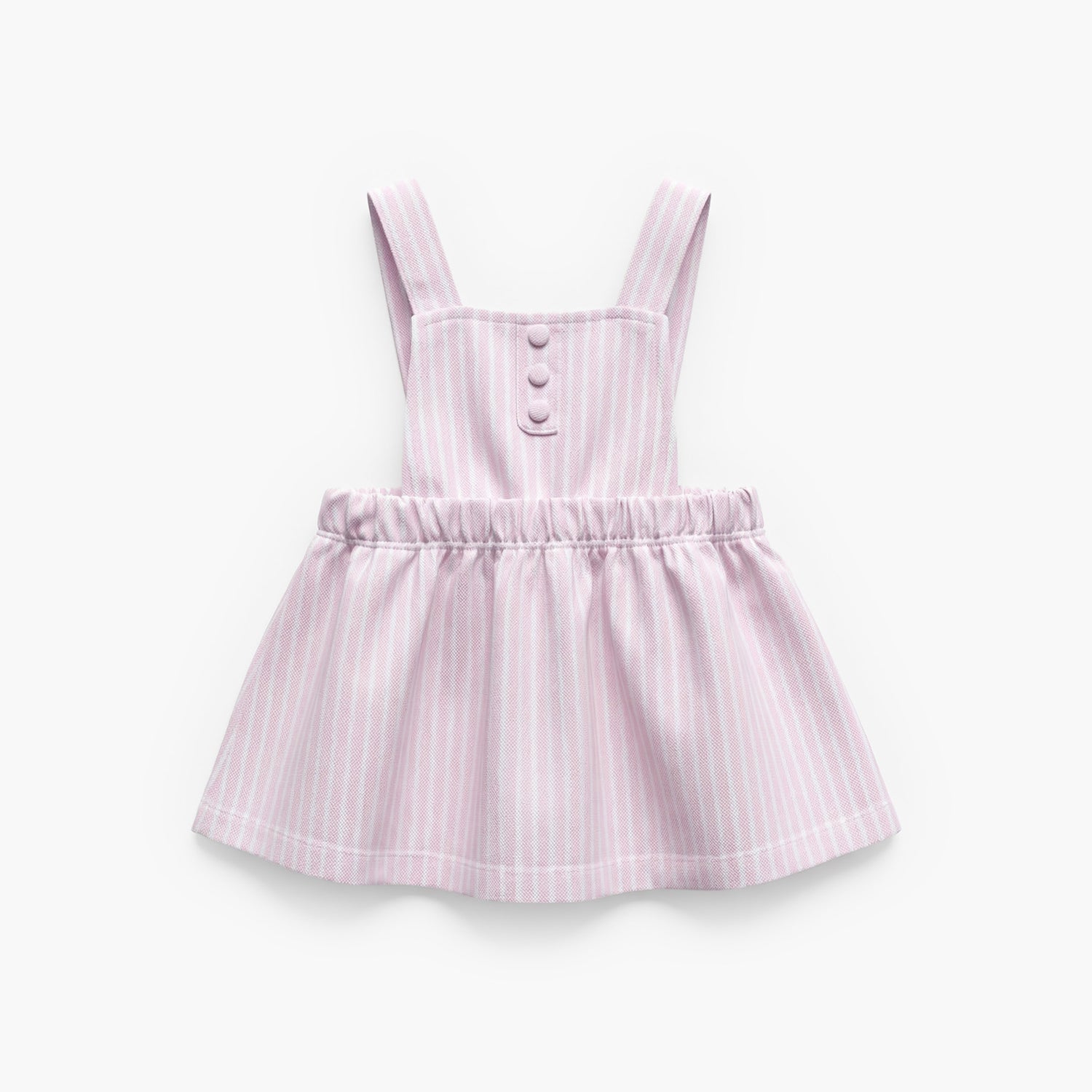 Juniors Round Neck Short Sleeves T-shirt and Pinafore Set with Stripes