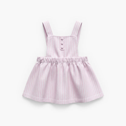 Juniors Round Neck Short Sleeves T-shirt and Pinafore Set with Stripes