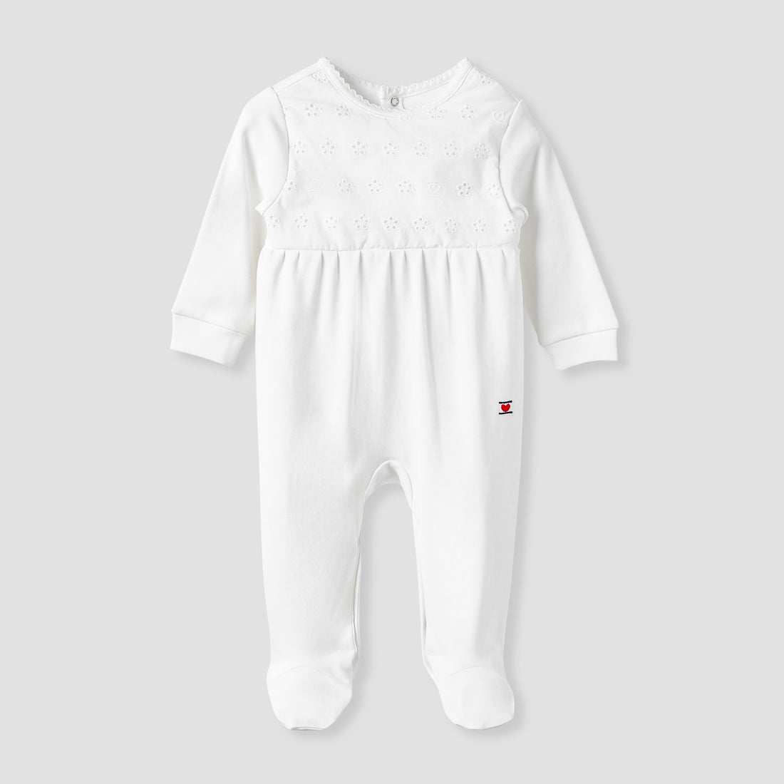 Juniors Textured Sleepsuit with Long Sleeves - White / 9-12 mths