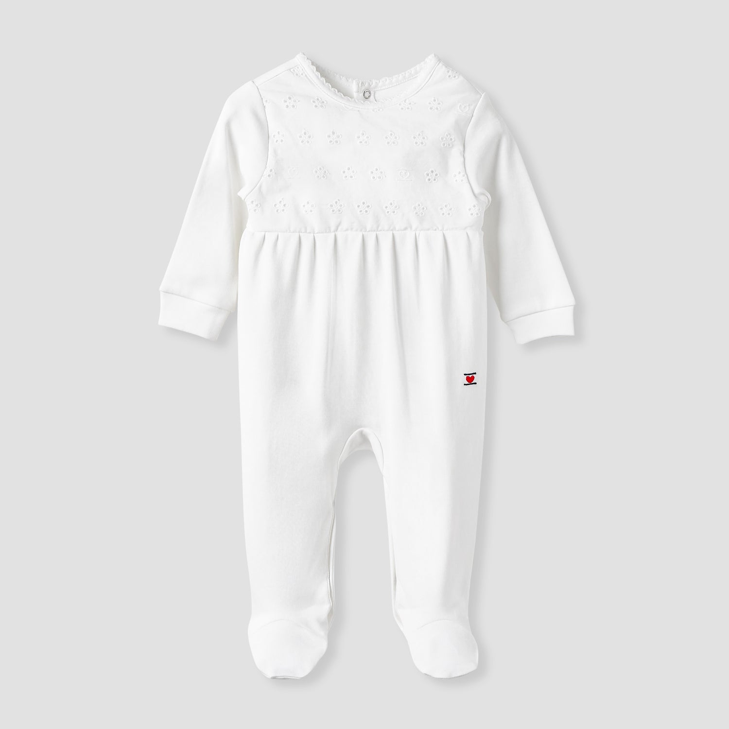 Juniors Textured Sleepsuit with Long Sleeves - White / 9-12 mths