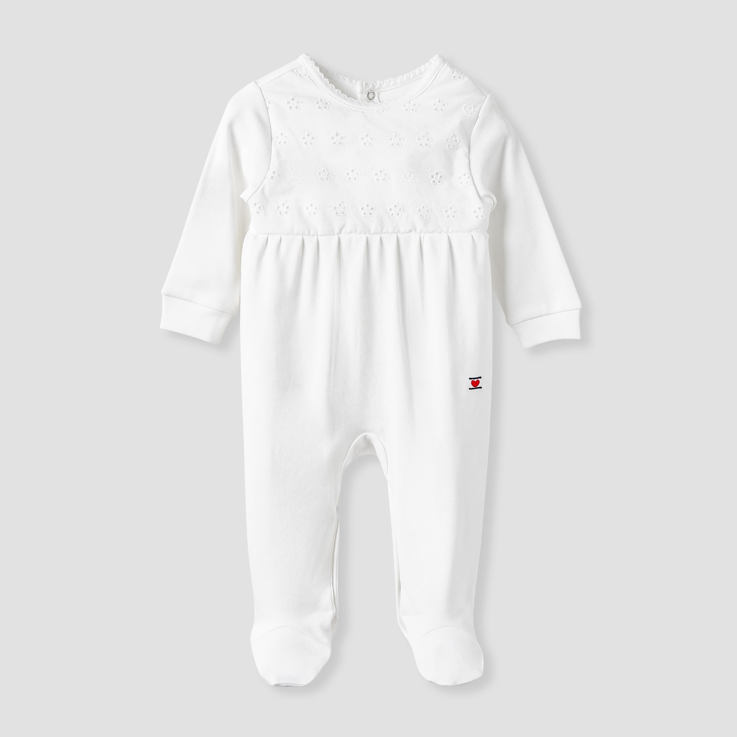 Juniors Textured Sleepsuit with Long Sleeves - White / 9-12 mths