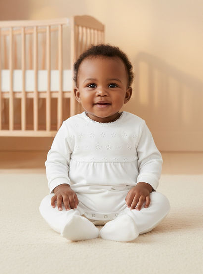 Juniors Textured Sleepsuit with Long Sleeves-baby-girls-clothing-nightwear-sleepsuits-image-8