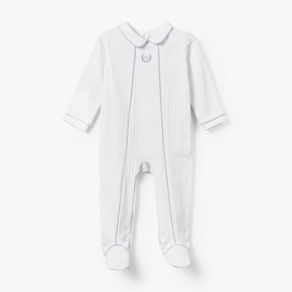 Giggles Cotton Peter Pan Collar Long Sleeves Sleepsuit with Embroidered Detail
