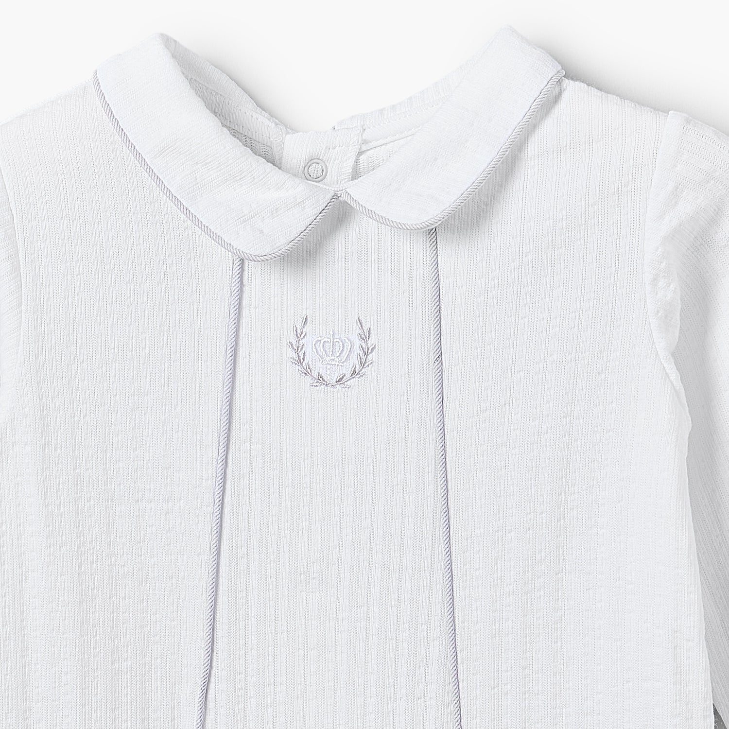 Giggles Cotton Peter Pan Collar Long Sleeves Sleepsuit with Embroidered Detail