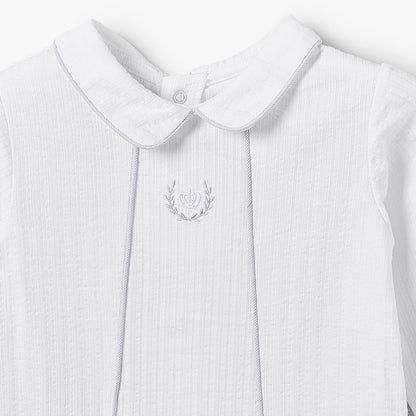 Giggles Cotton Peter Pan Collar Long Sleeves Sleepsuit with Embroidered Detail