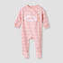 Juniors Striped Sleepsuit with Snap Button Closure - Pink / 9-12 mths