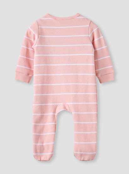 Juniors Striped Sleepsuit with Snap Button Closure-baby-girls-clothing-nightwear-sleepsuits-image-2