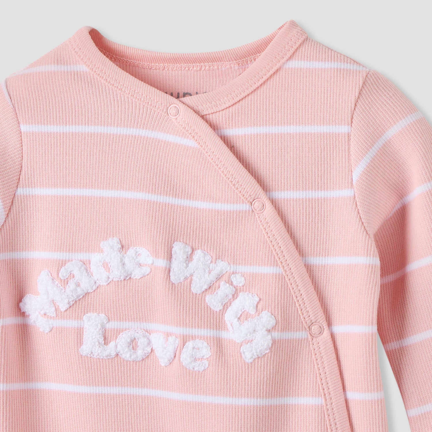 Juniors Striped Sleepsuit with Snap Button Closure