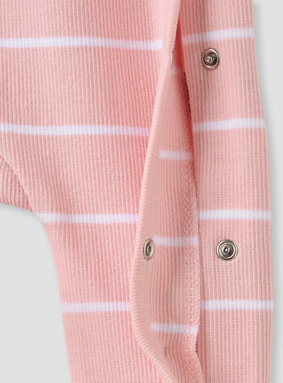 Juniors Striped Sleepsuit with Snap Button Closure-baby-girls-clothing-nightwear-sleepsuits-image-4