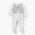 Giggles Cotton Collared Long Sleeves Sleepsuit with Attached Waistcoat - Grey / 9-12 mths