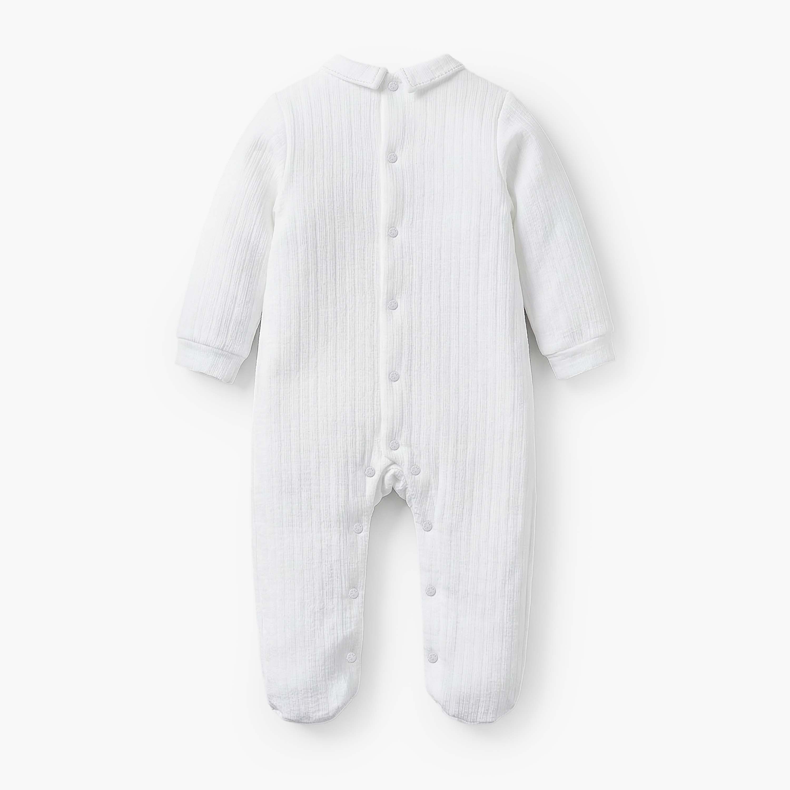 Giggles Cotton Collared Long Sleeves Sleepsuit with Attached Waistcoat