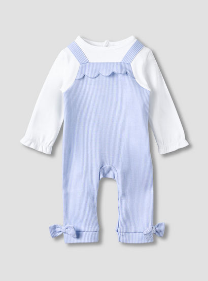 Juniors Striped Sleepsuit with Frill and Bow Detail-baby-girls-clothing-nightwear-sleepsuits-image-1