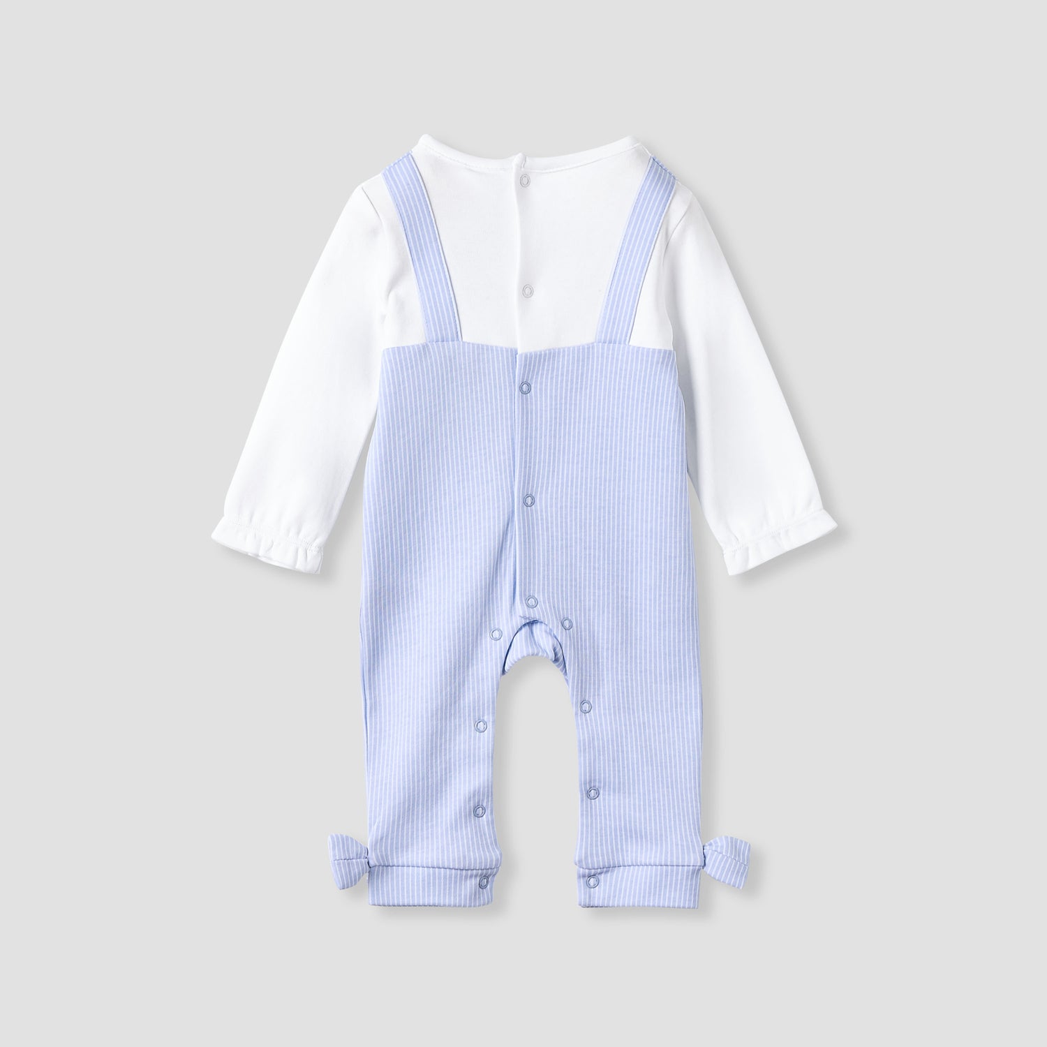 Juniors Striped Sleepsuit with Frill and Bow Detail