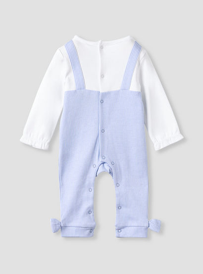 Juniors Striped Sleepsuit with Frill and Bow Detail-baby-girls-clothing-nightwear-sleepsuits-image-2
