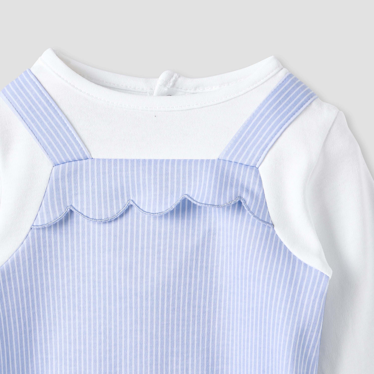 Juniors Striped Sleepsuit with Frill and Bow Detail