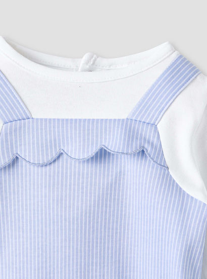 Juniors Striped Sleepsuit with Frill and Bow Detail-baby-girls-clothing-nightwear-sleepsuits-image-3