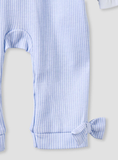 Juniors Striped Sleepsuit with Frill and Bow Detail-baby-girls-clothing-nightwear-sleepsuits-image-4