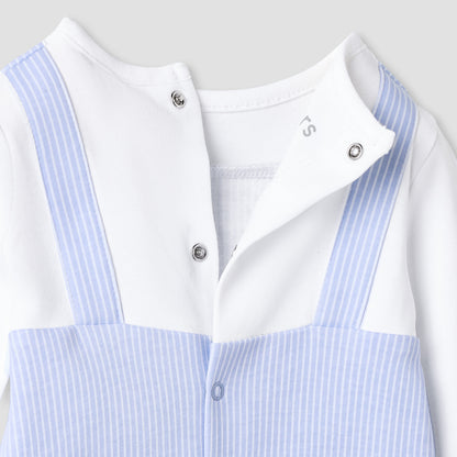 Juniors Striped Sleepsuit with Frill and Bow Detail