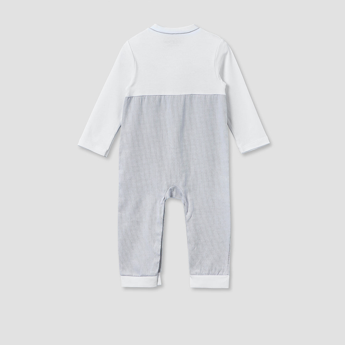 Giggles Cotton Mandarin Collar Long Sleeves Sleepsuit with Snap Button Closure