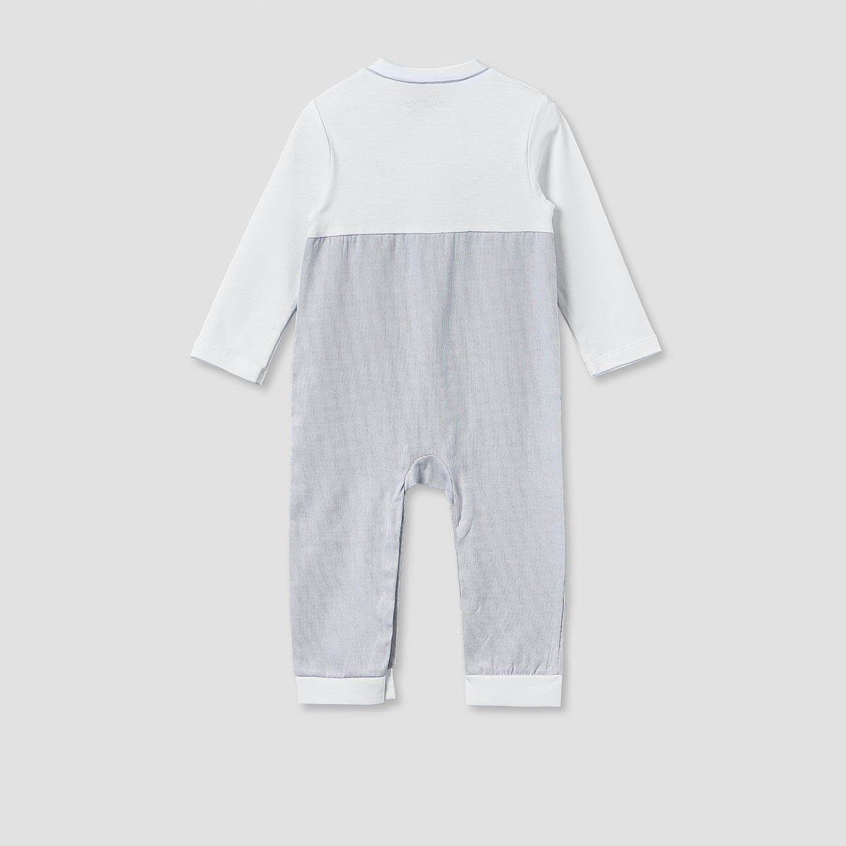 Giggles Cotton Mandarin Collar Long Sleeves Sleepsuit with Snap Button Closure