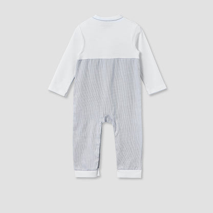 Giggles Cotton Mandarin Collar Long Sleeves Sleepsuit with Snap Button Closure