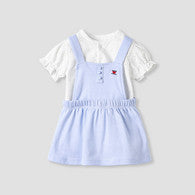 Juniors Schiffli Textured Top and Dungaree Set-undefined-image-1