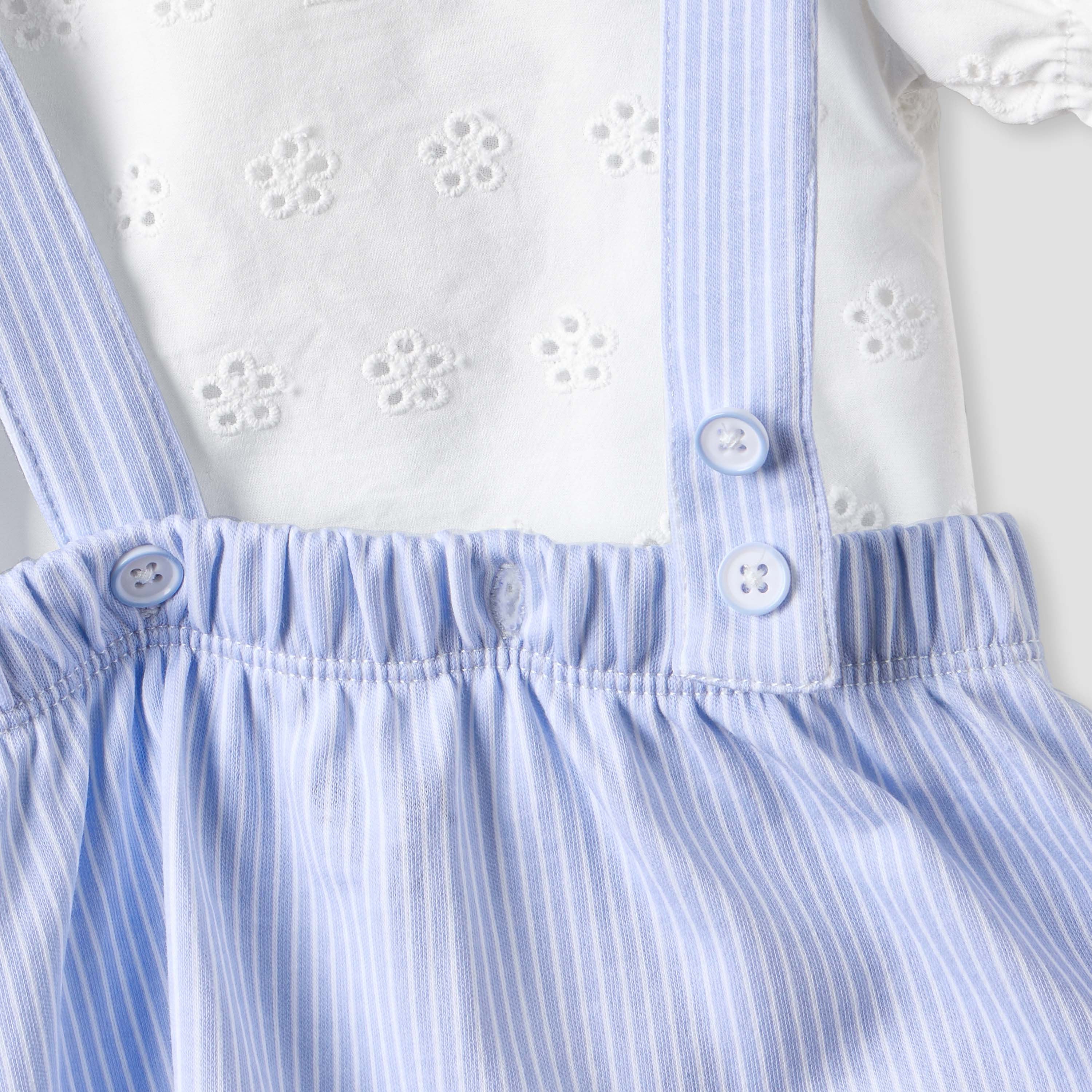 Juniors Schiffli Textured Top and Dungaree Set