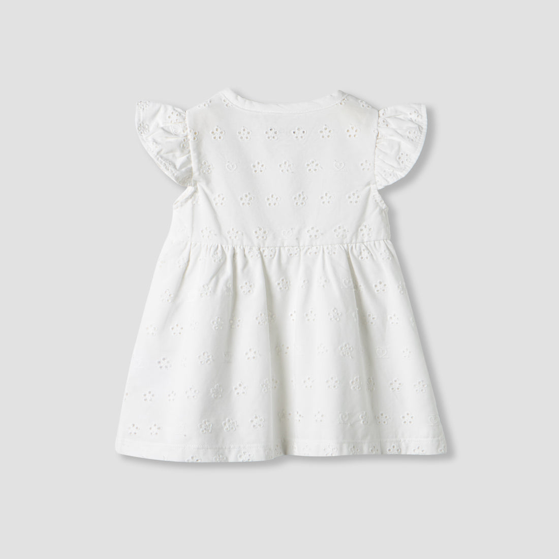 Juniors Girls Dress with Schiffli Texture - Cotton - Cap Sleeves - Round Neck - Knee Length