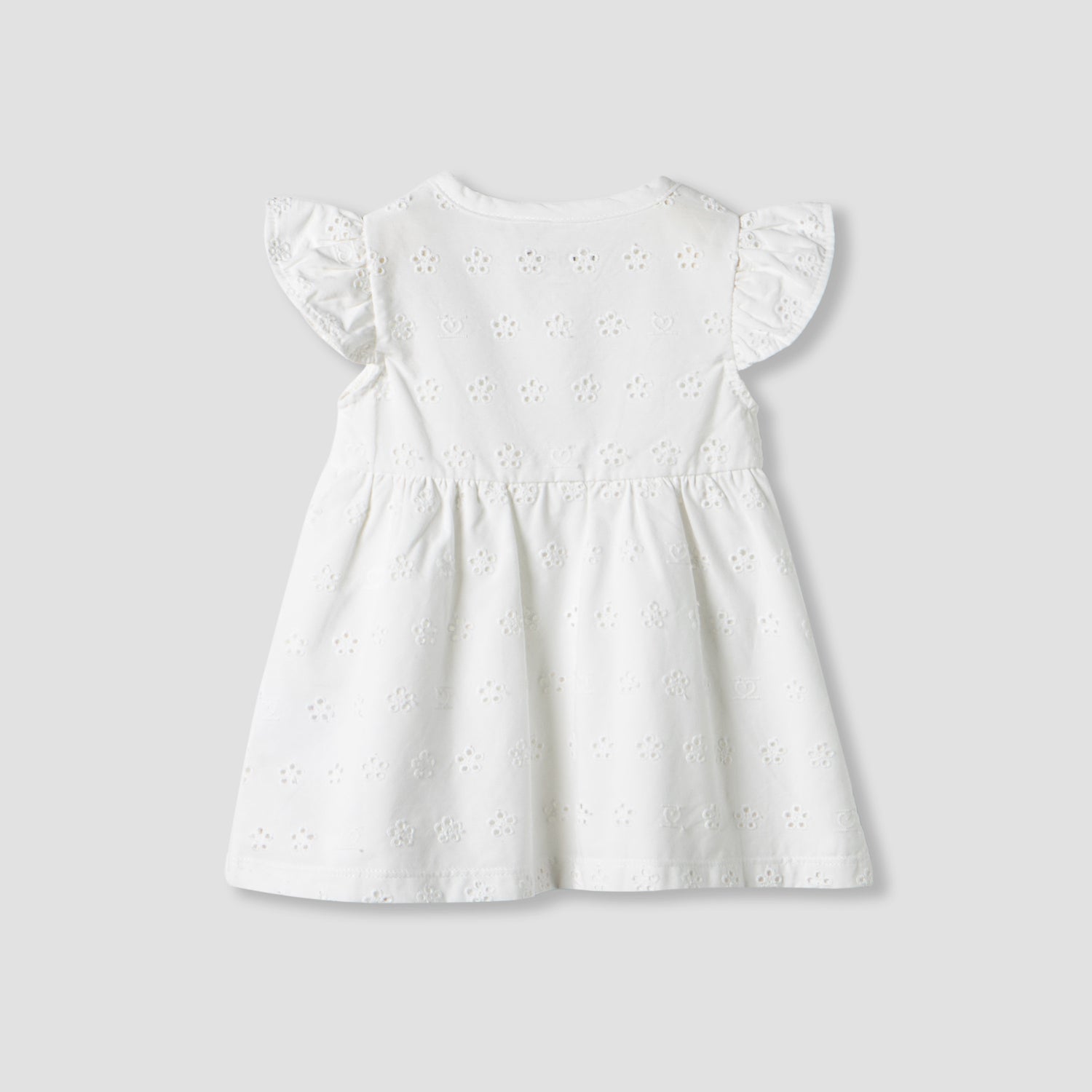 Juniors Girls Dress with Schiffli Texture - Cotton - Cap Sleeves - Round Neck - Knee Length