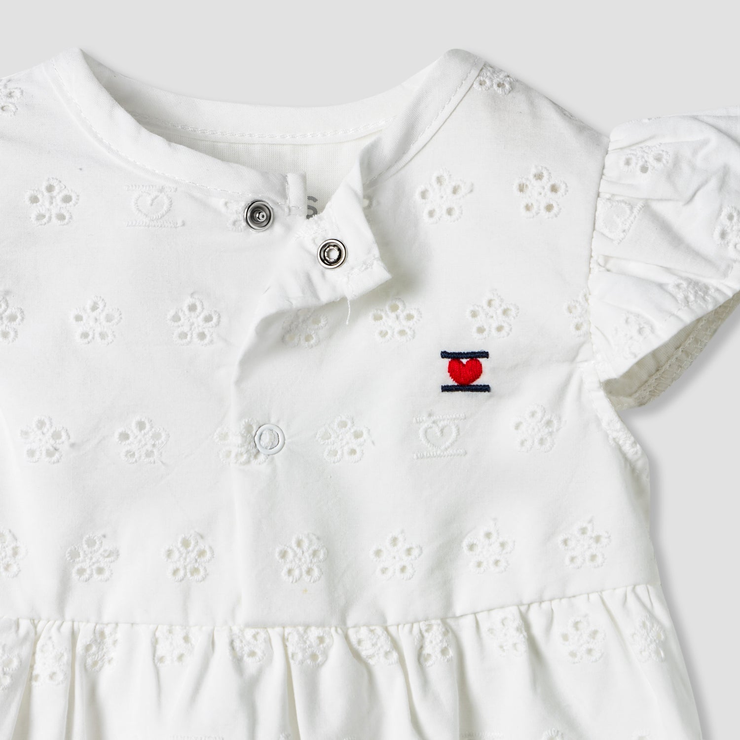 Juniors Girls Dress with Schiffli Texture - Cotton - Cap Sleeves - Round Neck - Knee Length