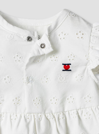 Juniors Girls Dress with Schiffli Texture - Cotton - Cap Sleeves - Round Neck - Knee Length-baby-girls-clothing-dressesandjumpsuits-image-3