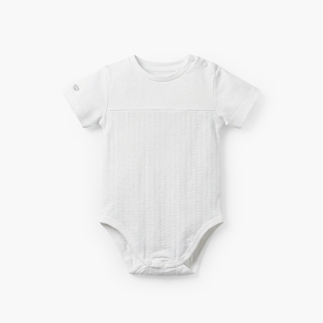 Giggles Round Neck Short Sleeves Bodysuit with Textured Design