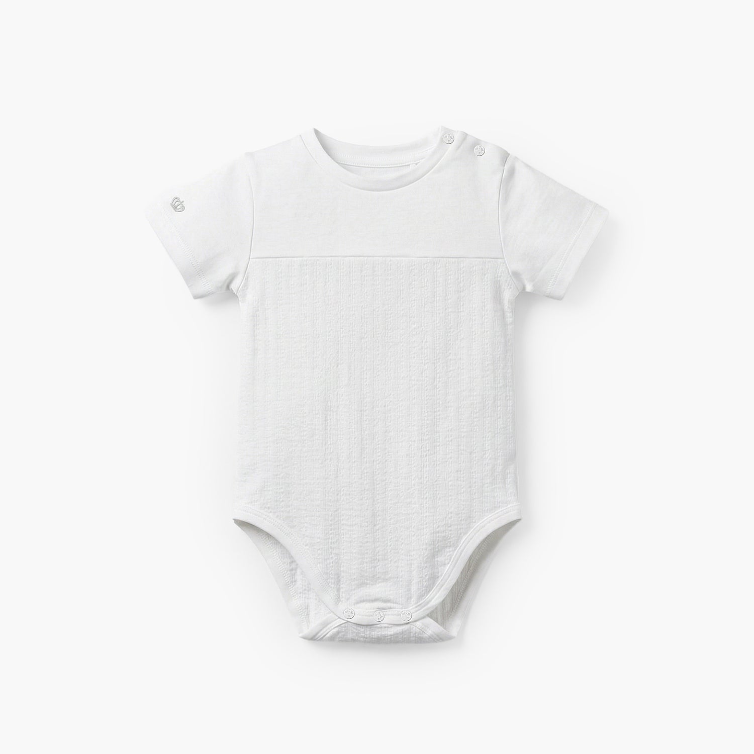 Giggles Round Neck Short Sleeves Bodysuit with Textured Design