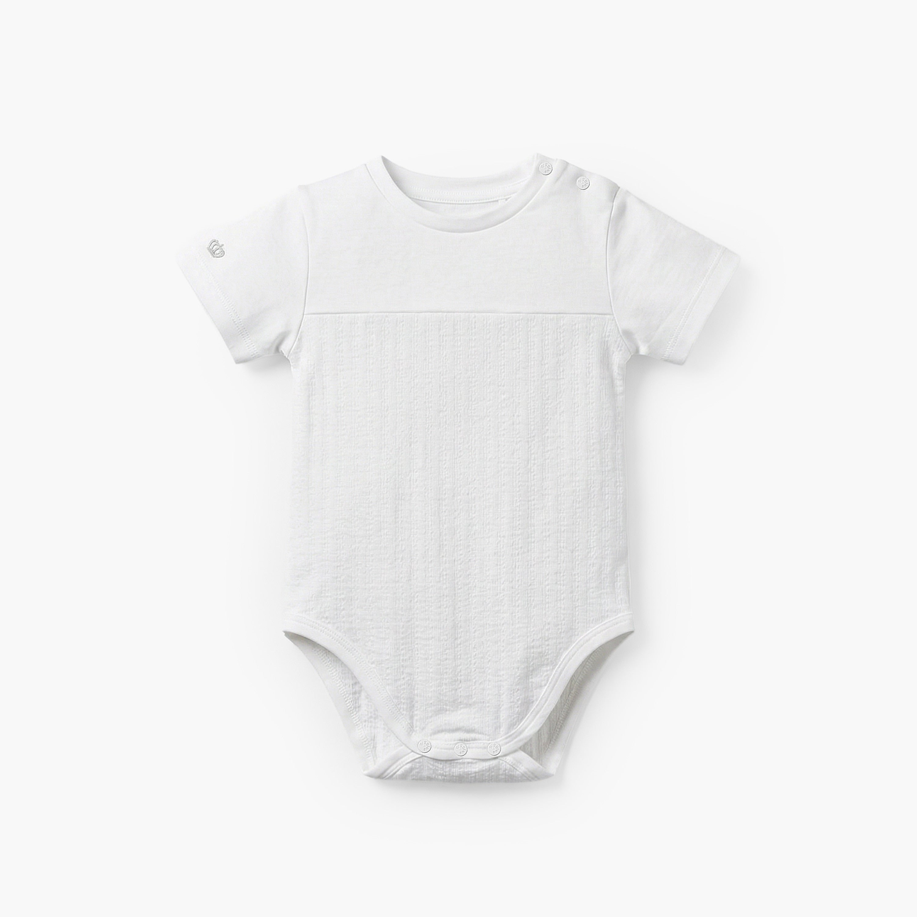 Giggles Round Neck Short Sleeves Bodysuit with Textured Design