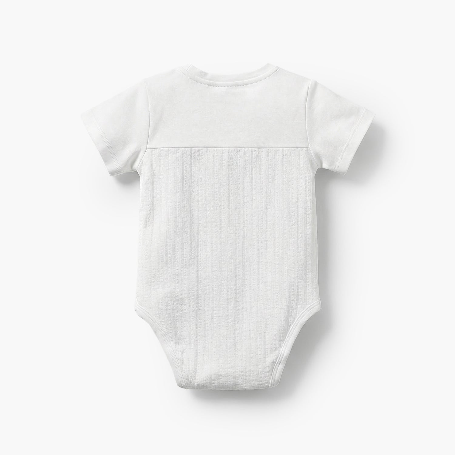 Giggles Round Neck Short Sleeves Bodysuit with Textured Design