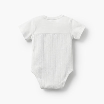 Giggles Round Neck Short Sleeves Bodysuit with Textured Design