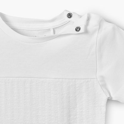 Giggles Round Neck Short Sleeves Bodysuit with Textured Design