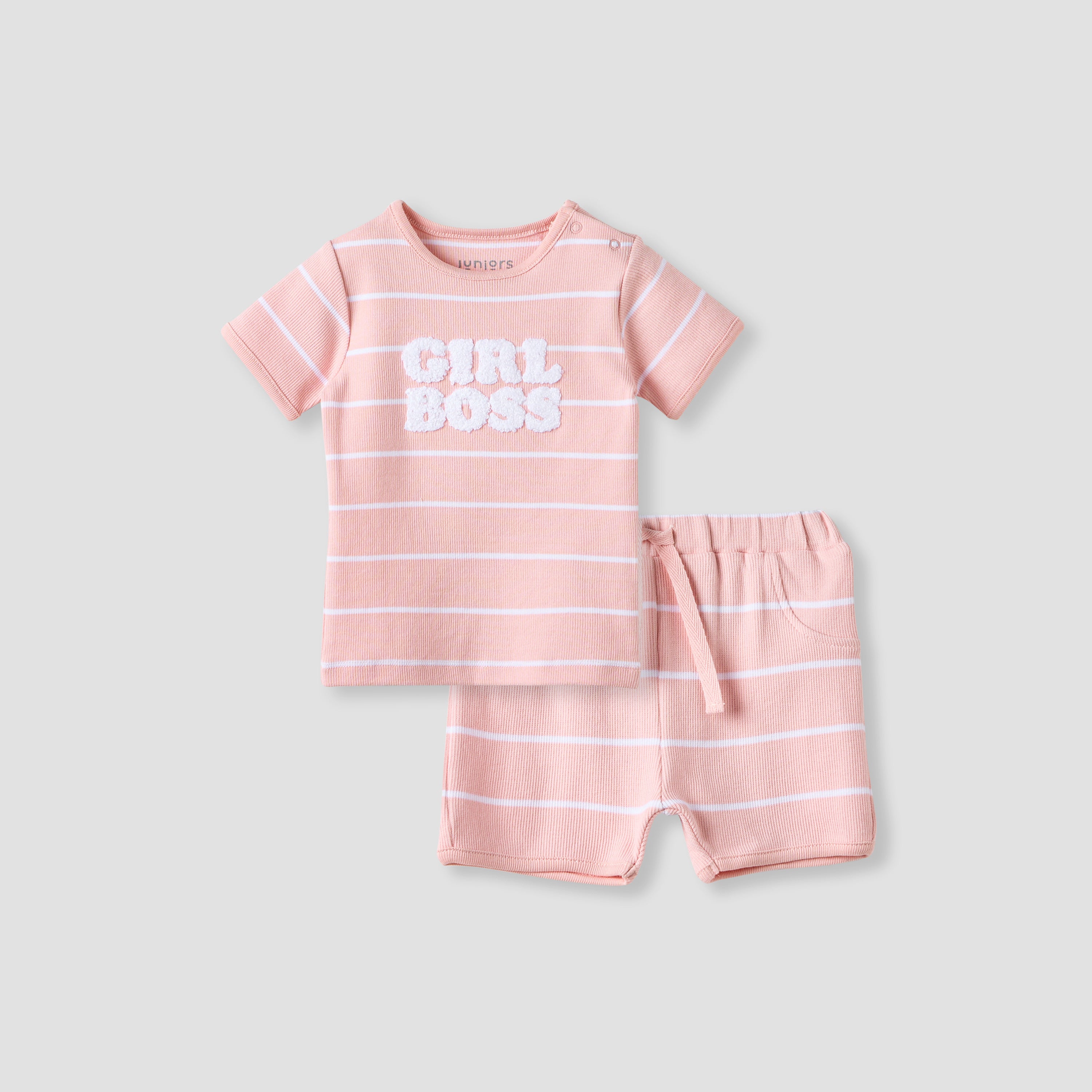 Juniors Striped T-shirt and Shorts Set