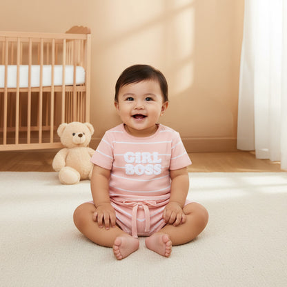 Juniors Striped T-shirt and Shorts Set