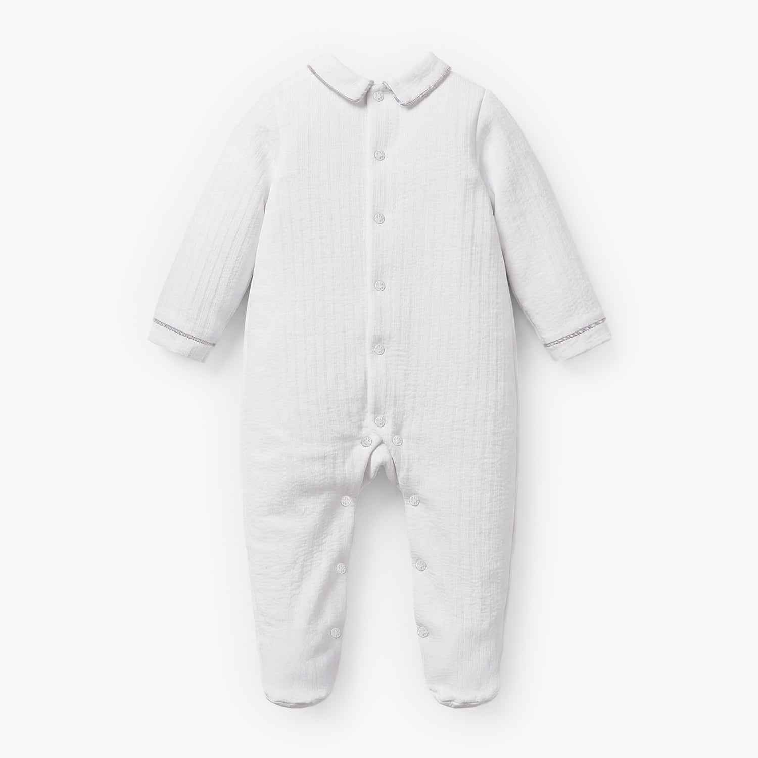 Giggles Cotton Collared Long Sleeves Sleepsuit with Textured Design