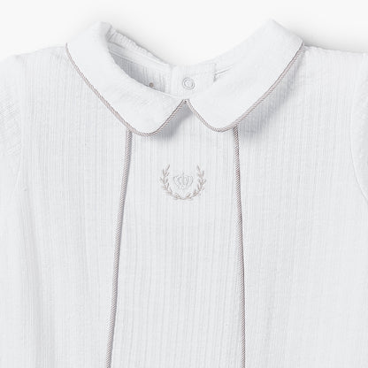 Giggles Cotton Collared Long Sleeves Sleepsuit with Textured Design