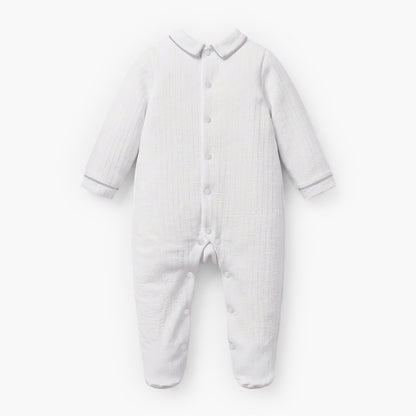 Giggles Cotton Collared Long Sleeves Sleepsuit with Textured Design