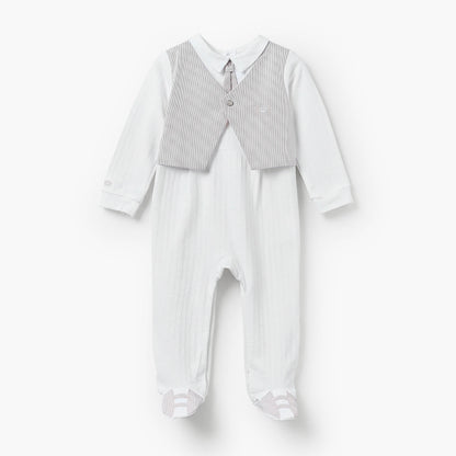 Giggles Cotton Collared Long Sleeves Sleepsuit with Waistcoat