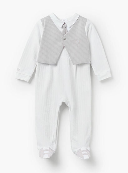 Giggles Cotton Collared Long Sleeves Sleepsuit with Waistcoat-baby-boys-clothing-nightwear-sleepsuits-image-2